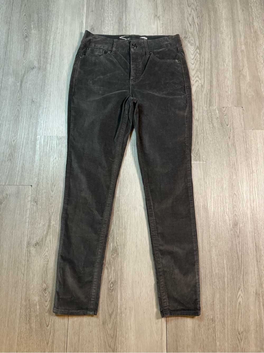 Seven7 Tummyless High Rise Skinny Gray Corduroy Stretch Jeans Womens Size 6.